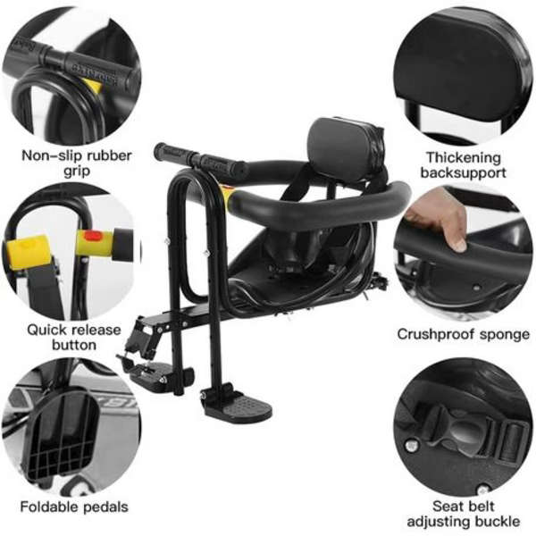 Front Mounted Bicycle Safety Seat for Children - Black