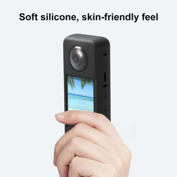PULUZ Silicone Protective Cover with Lens Cover for Insta360 X3 - Black
