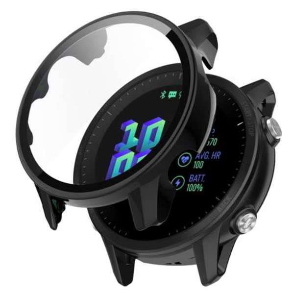 PC Cover with Integrated Tempered Glass for Garmin Forerunner 955 (Black)