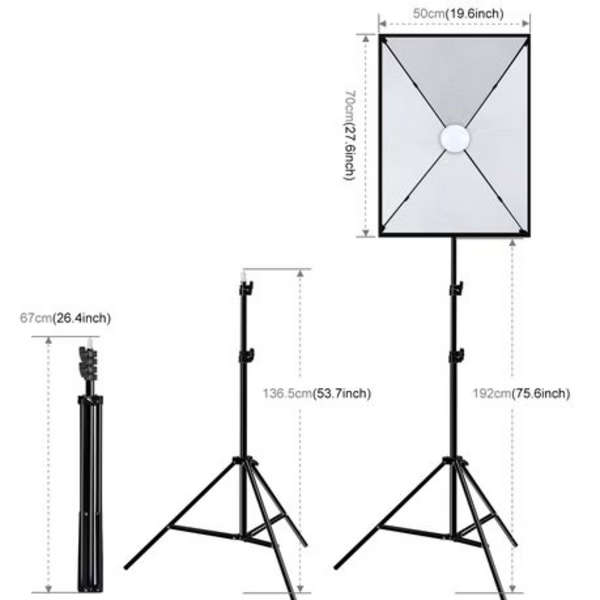 2 x Puluz Soft Box Continuous Lighting Kits (2x E27 Single Globe Sockets)