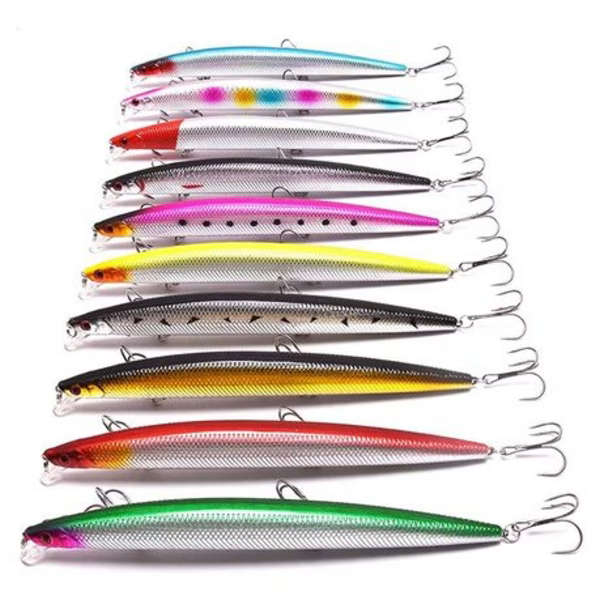 10pcs 18cm Minnow Hard Bait Lures with Treble Hook Lifelike 3D Fishing Eyes
