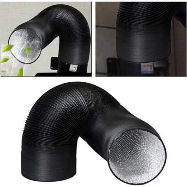 200mm Black PVC Coated Aluminium Ducting (10m Length)