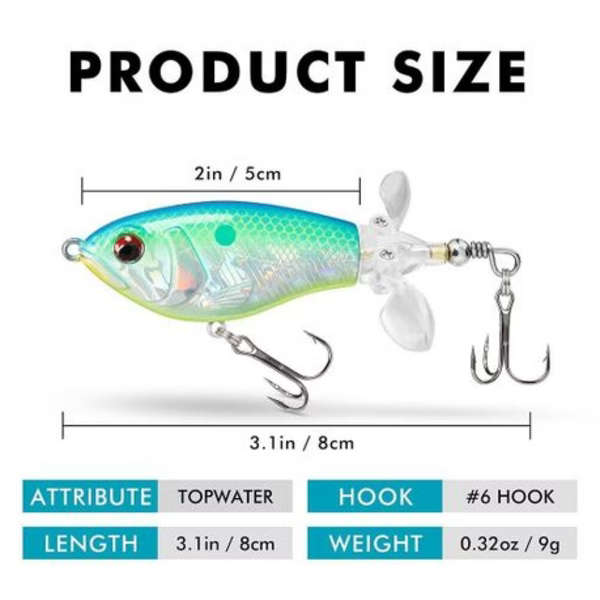3 Piece Truscend Topwater Fishing Rapala Lure Spinning Tail With BKK Hooks