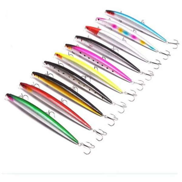 10pcs 18cm Minnow Hard Bait Lures with Treble Hook Lifelike 3D Fishing Eyes