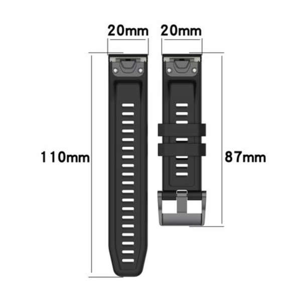 LOBO 20mm QuickChange Silicone Strap for Garmin Fenix 5S/6S/7S &amp; More.
