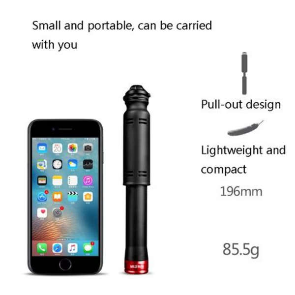 Wild Man Mini Bike Pump (Black &amp; Red) - 19.6cm