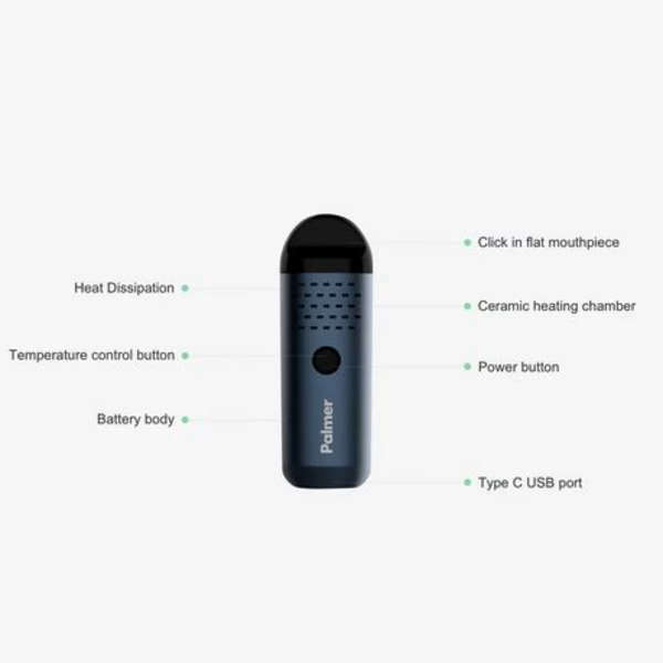 Anlerr Palmer Dry Herb Vaporizer(Grey) with Power Adapter