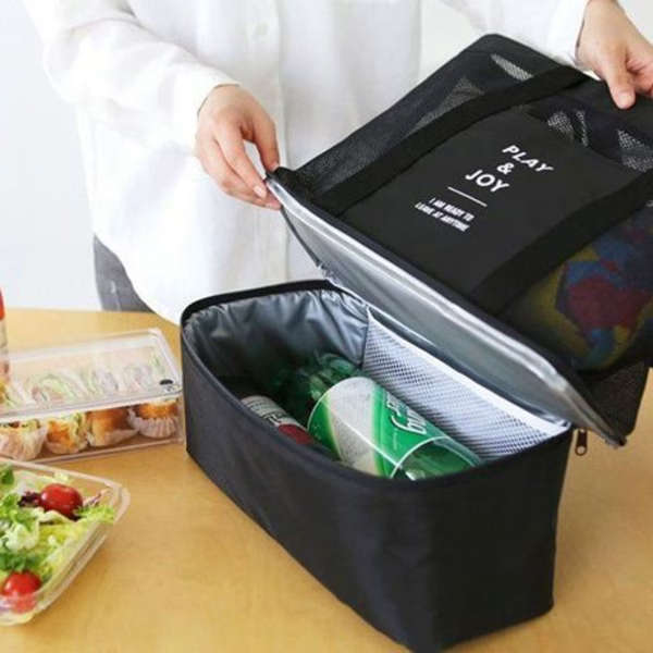 Mesh Beach Bag with Detachable Insulated Cooler
