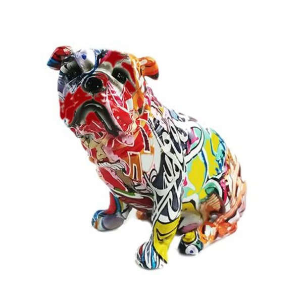 English Bulldog Resin Ornament - Graffiti - 17.5x20x14cm