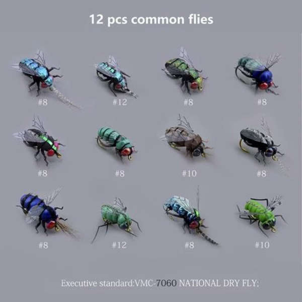 10-Piece Realistic Fly Fishing Lures - Lifelike Dry Flies for Trout &amp; Bass