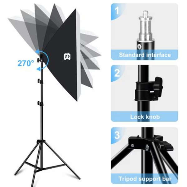 2 x Puluz Soft Box Continuous Lighting Kits (2x E27 Single Globe Sockets)