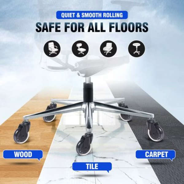 T4U Office Chair Castor Wheels with Bearing Guard (All Floors) (Set Of 5)