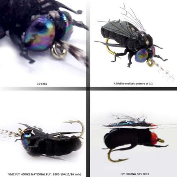 10-Piece Realistic Fly Fishing Lures - Lifelike Dry Flies for Trout &amp; Bass