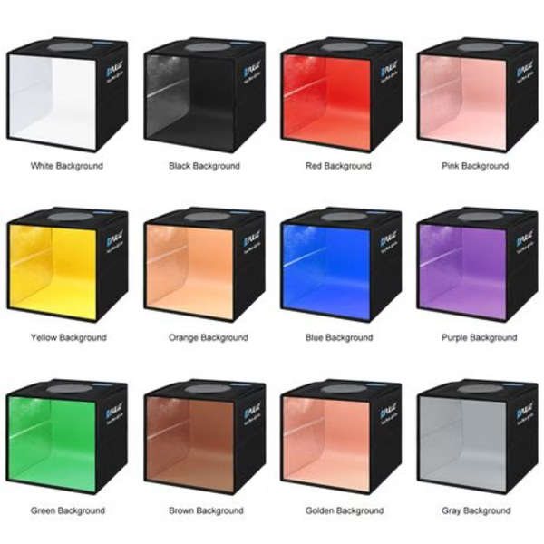 PULUZ 25cm LED Photo Softbox with 12 Colour Backdrops