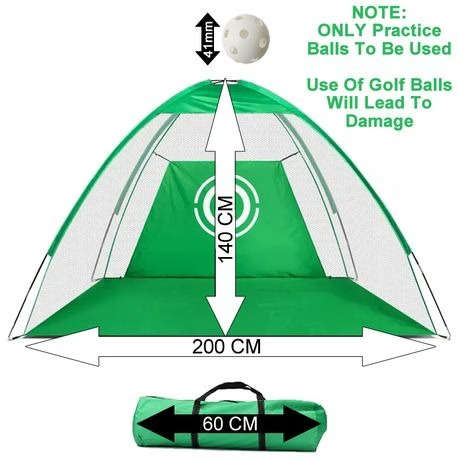 Portable Golf Practice Net 200cm x 140cm with Practice Balls & Carry Bag - Green