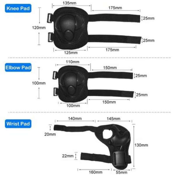 6 Piece Knee - Elbow &amp; Wrist Guard Set for Children - 2-7yrs - 15-35kg