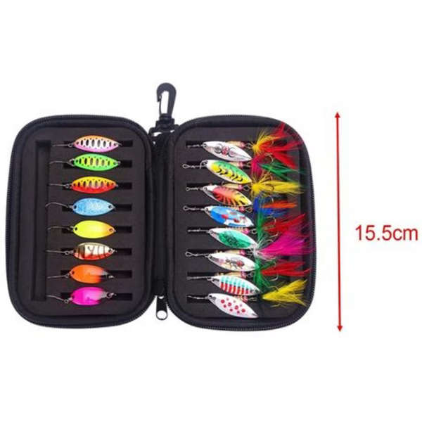 Rainbow Spinner Lures with Hard Case - 16 Piece