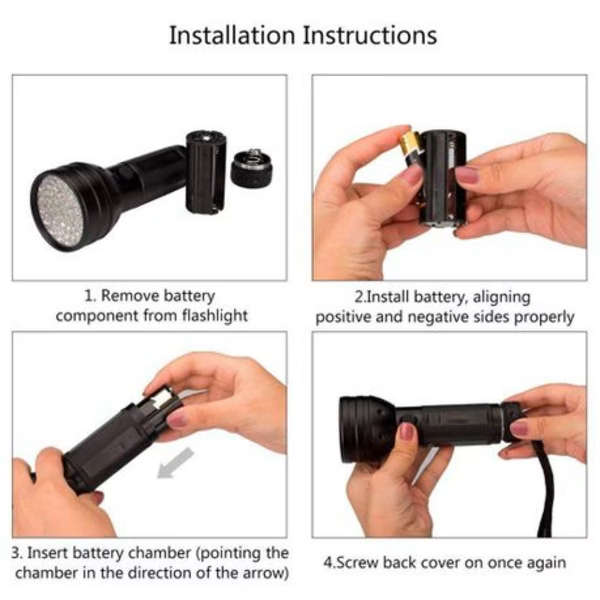 UV Flashlight Black Light 51 LED 395 NM Pet Urine Detector for Scorpion