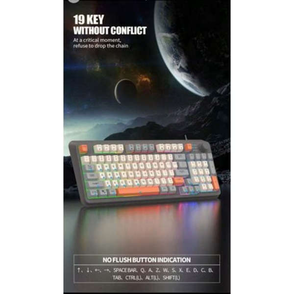 K82 Wired LED Gaming Keyboard With Rotatable Multimedia Function Keys - Grey, White