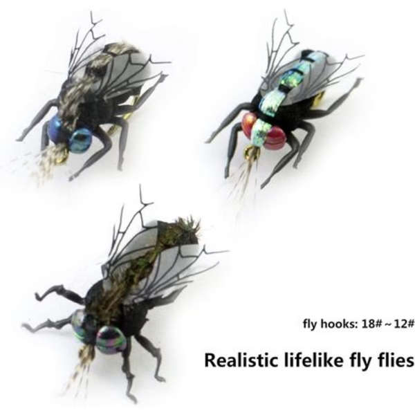 10-Piece Realistic Fly Fishing Lures - Lifelike Dry Flies for Trout &amp; Bass