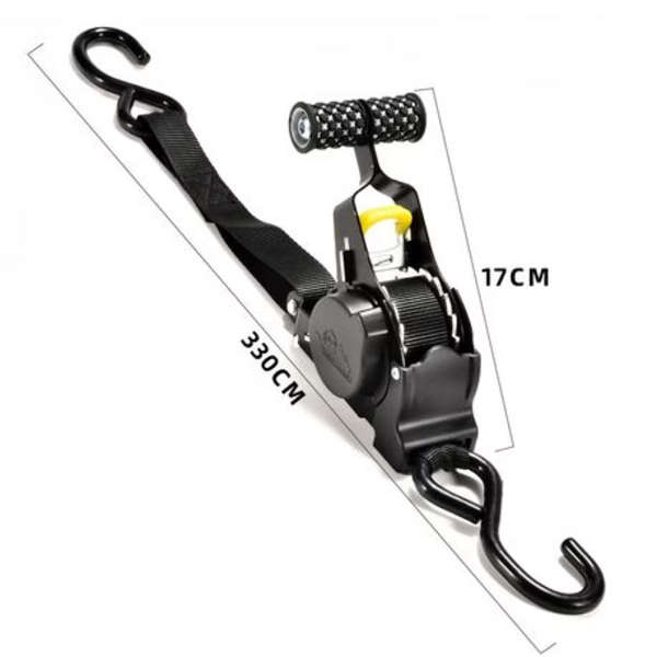 Automatic Retract Tensioner Cargo Fixing Straps for Car/Motorcycle 3m