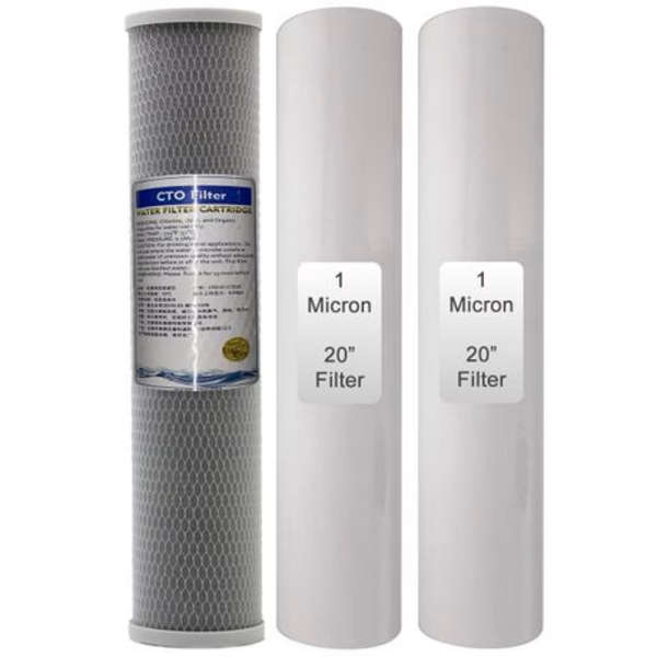 20-inch Replacement Big Blue Filter Set - 3 Piece (2x 1 Micron PP &amp; 1x Carbon)
