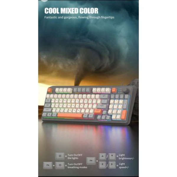 K82 Wired LED Gaming Keyboard With Rotatable Multimedia Function Keys - Grey, White