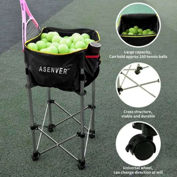ASENVER Tennis Ball Hopper Cart