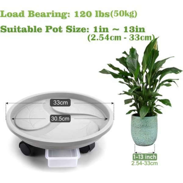 3 Piece Plant Caddy With Wheels And Drainage Tray