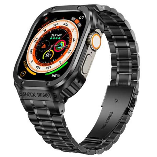 LOBO Stainless Steel Case with Integrated Straps for Apple Watch 45/44mm