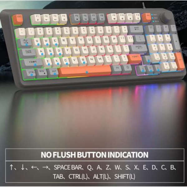 K82 Wired LED Gaming Keyboard With Rotatable Multimedia Function Keys - Grey, White