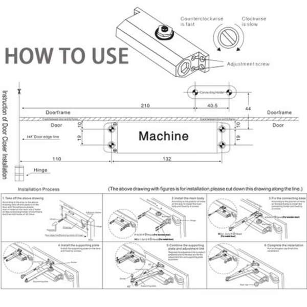 Automatic Hydraulic Door Closer Overhead Concealed Silent Slow Gate Closer
