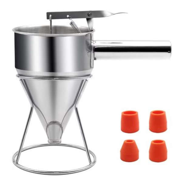 Stainless Steel Batter Dispenser (1200ml/40oz) with Stand &amp; 4 Nozzles