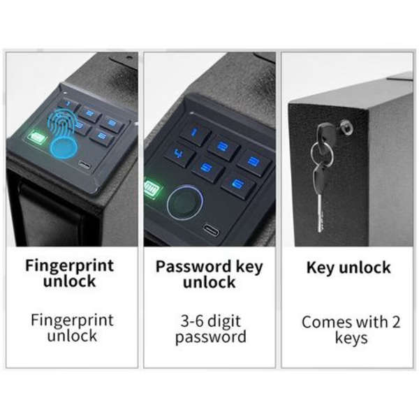 Biometric Handgun Safe With Quick Access Sliding Door &amp; 6 Digit Keypad