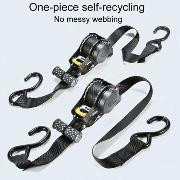 Automatic Retract Tensioner Cargo Fixing Straps for Car/Motorcycle 3m
