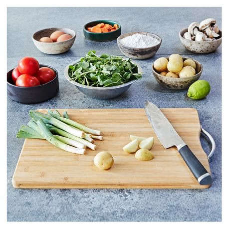 2PC Bamboo Cutting Board Set - Round(32cm) & Rectangular(38cmx28cm)