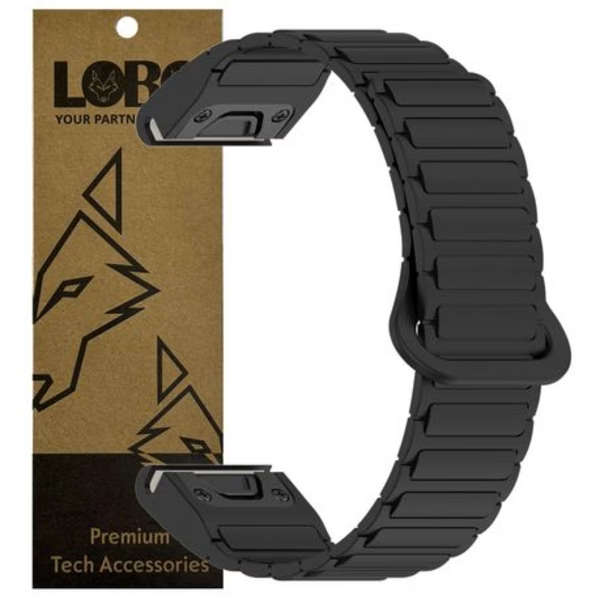LOBO 22mm FastFit Magnetic Strap Compatible With Garmin Fenix 5/6/7/8, 965, Epix etc. - Black