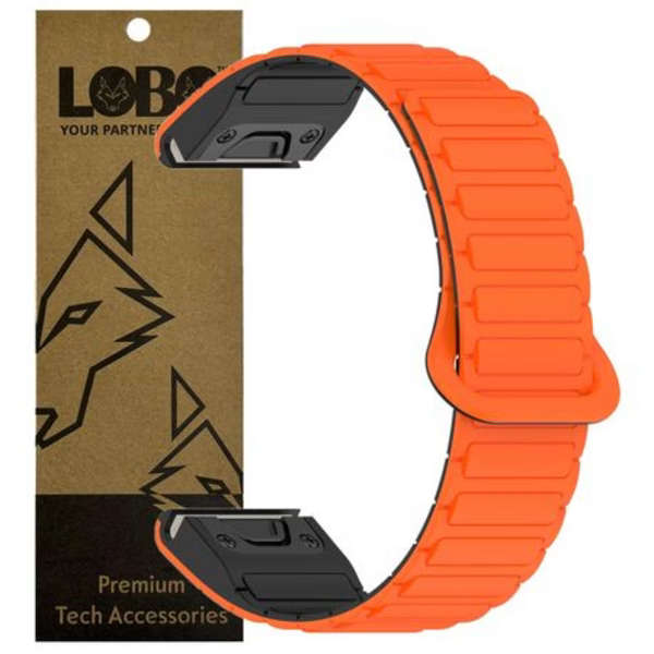 LOBO 22mm FastFit Magnetic Strap Compatible With Garmin Fenix 5/6/7/8, 965, Epix etc. - Orange
