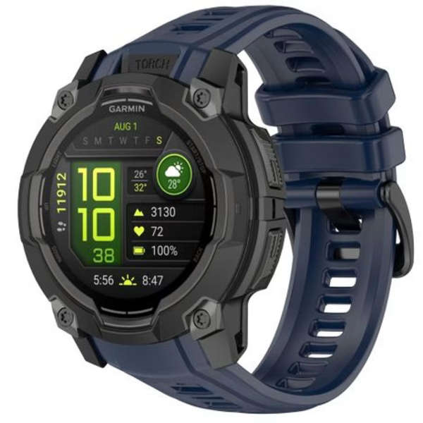 LOBO Silicone Strap Compatible With Garmin Instinct 3 - 50mm Models - Navy Blue