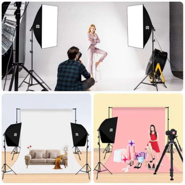 2 x Puluz Soft Box Continuous Lighting Kits (2x E27 Single Globe Sockets)