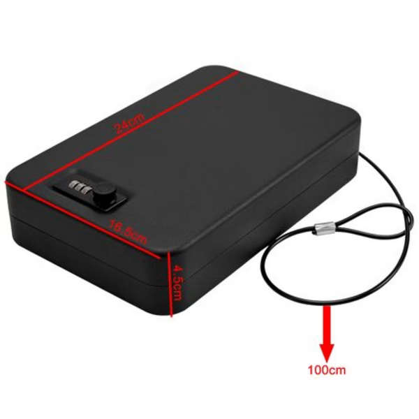 Portable Combination Travel Safe/Lock Box with Cable Tether