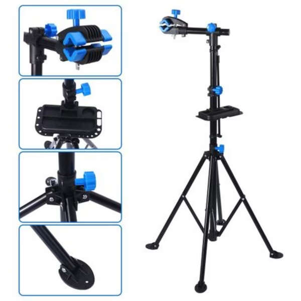 Bicycle Repair and Cleaning Stand - Twist Clamp - Black and Blue