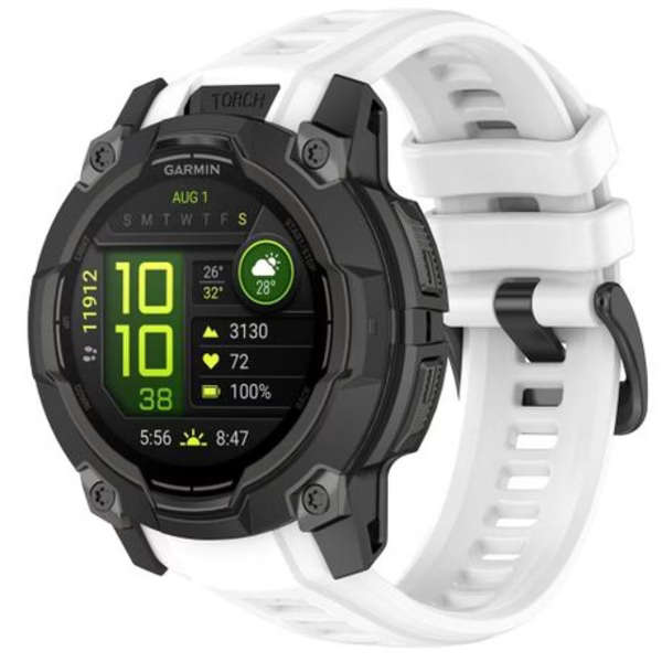 LOBO Silicone Strap Compatible With Garmin Instinct 3 - 50mm Models - White