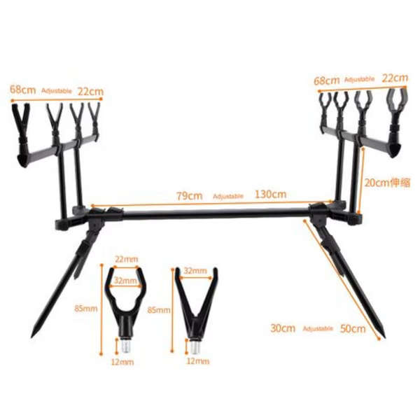 Pro Adjustable Carp Fishing 4-Rod Pod With Bag