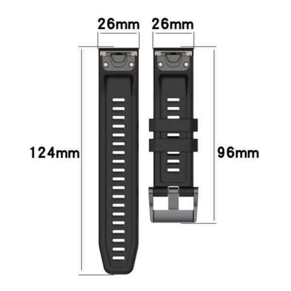 LOBO 26mm QuickChange Silicone Strap for Garmin Fenix 3/5X/6X/7X &amp; More.