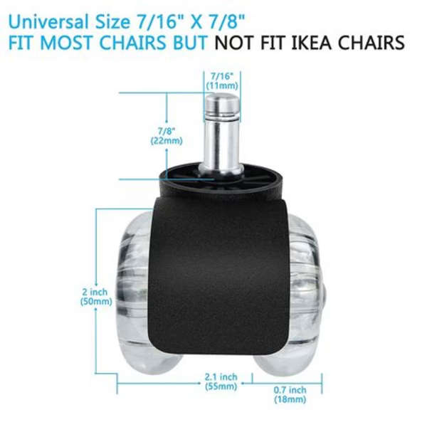 T4U Office Chair Castor Wheels for All Floors - Double Wheel (Set Of 5)