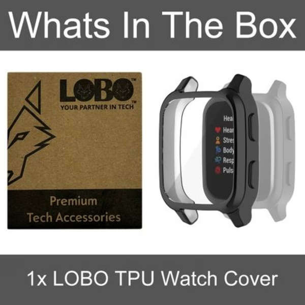 LOBO Cover with Integrated Screen Protector for Garmin Venu Sq2 - Black