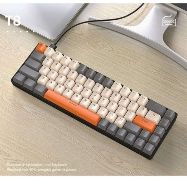 T8 RGB Wired Mechanical Gaming Keyboard Blue Switch - Grey Orange