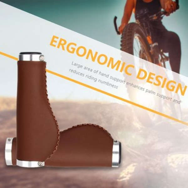 PU Leather Ergonomic Grips - Double Lock-On - Brown