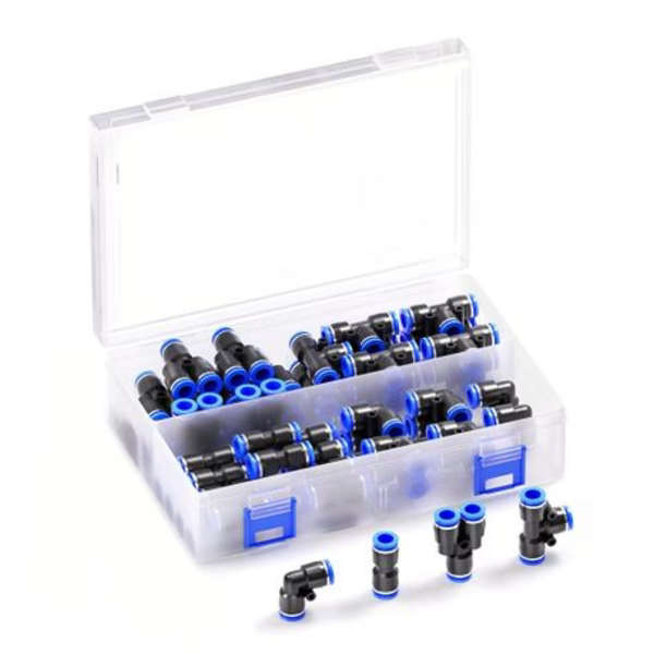 40pc Push In Connector Set - 6mm(10x T, 10x 90 Degree, 10x Straight, 10x Y)